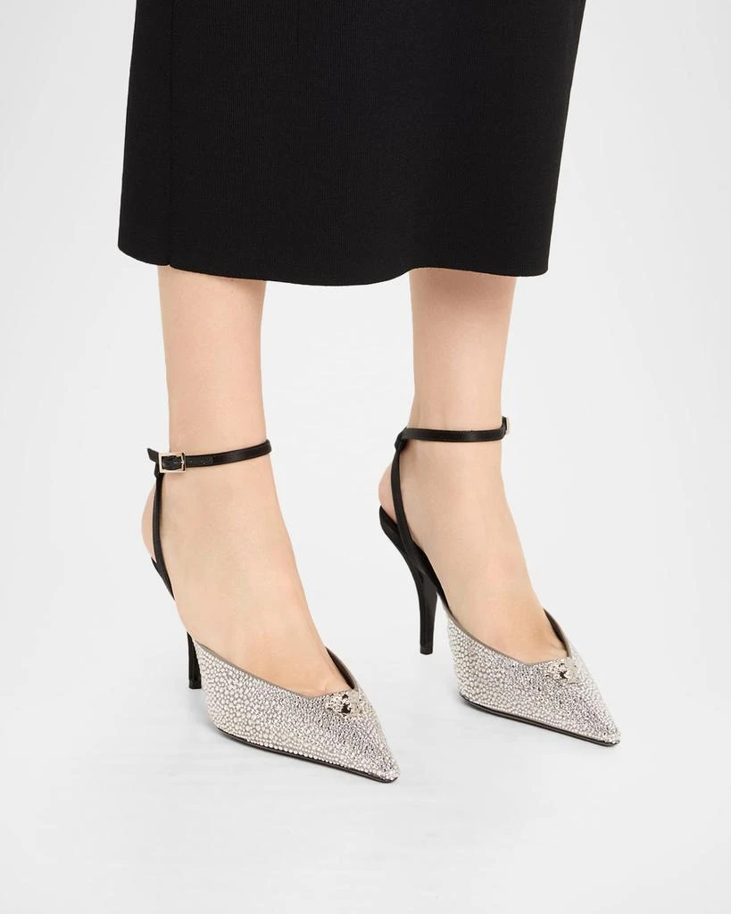 Versace La Medusa Crystal Satin Slingback Pumps 2