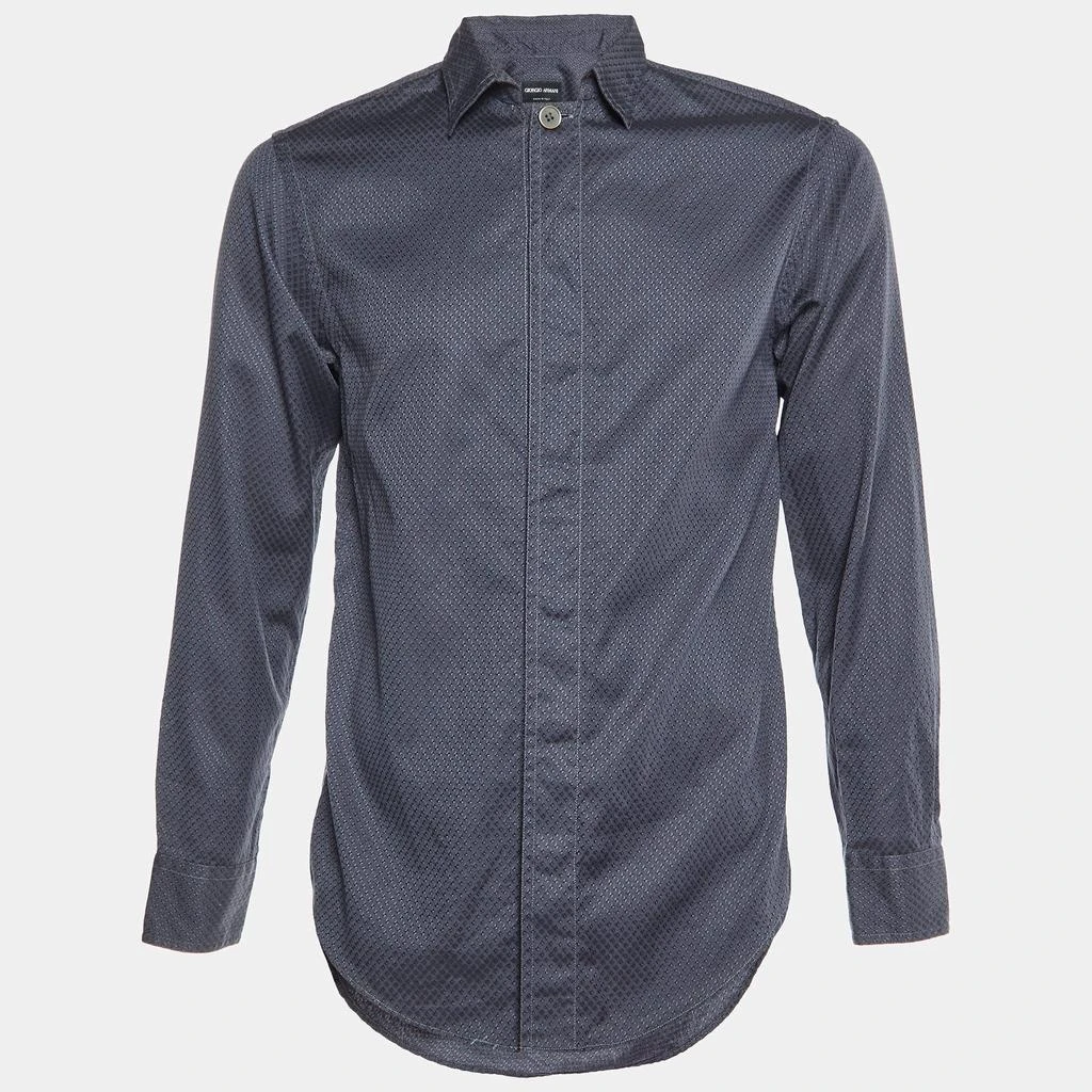 Giorgio Armani Giorgio Armani Grey Patterned Cotton Buttoned Up Shirt M 1