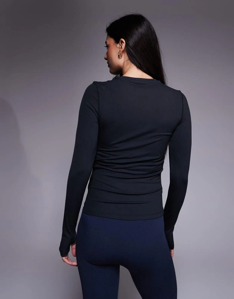 4505 4505 Maternity plush handle rib long sleeve warmup top in black 4