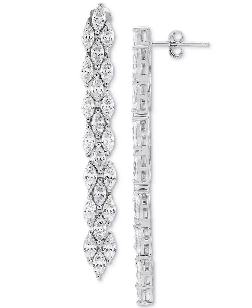 Arabella Cubic Zirconia Linear Drop Earrings in Sterling Silver 1