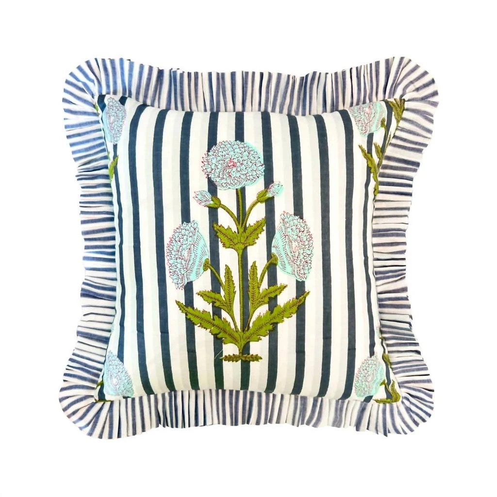 Laura Park Laura Park - Marigold Stripes Block Print Throw Pillow