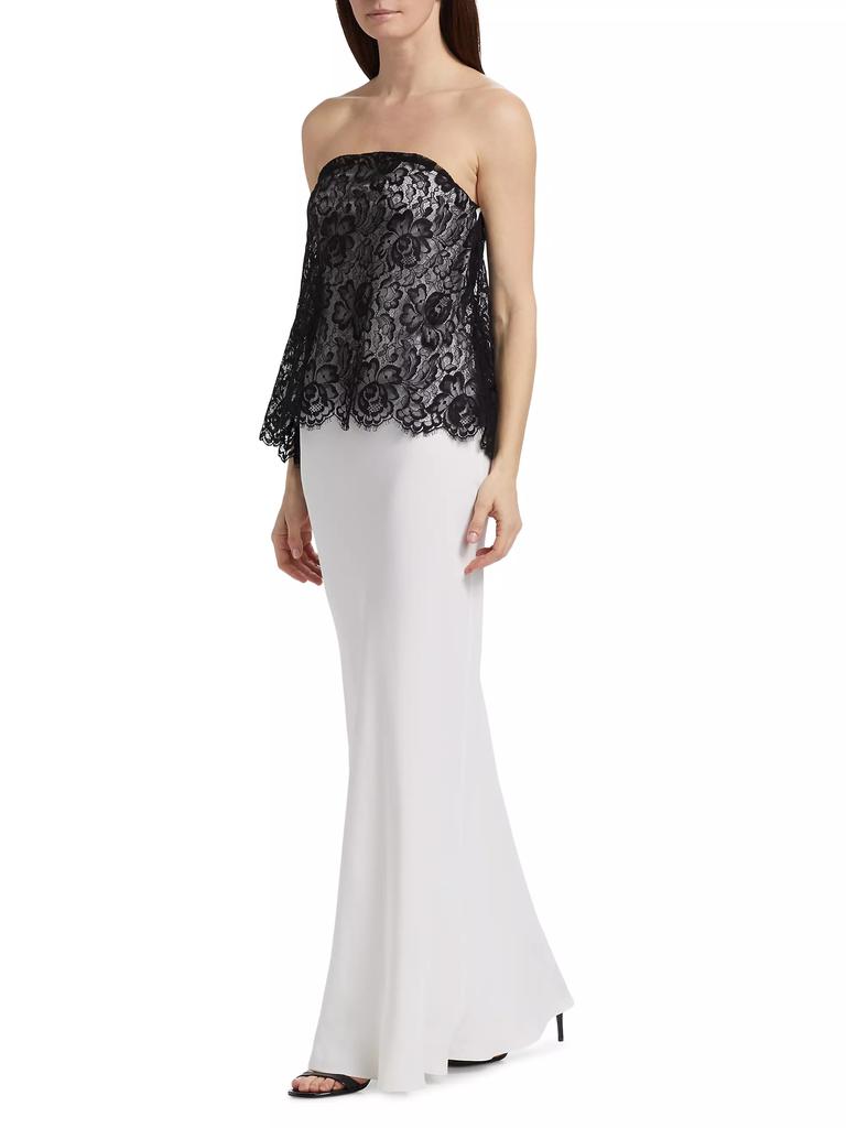 Rodarte Silk Crepe & Lace Overlay Bias-Cut Dress