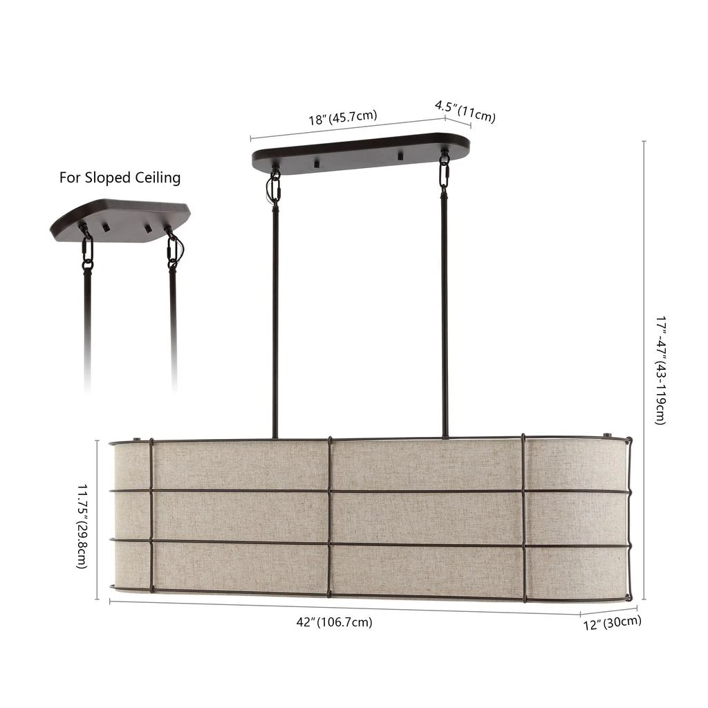 JONATHAN Y Chadwick 42" 4-Light Rustic Farmhouse Iron Linear LED Pendant 5