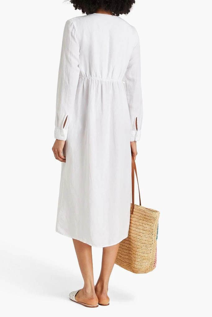 JAMES PERSE Empire gathered Lyocell and linen-blend midi dress 3