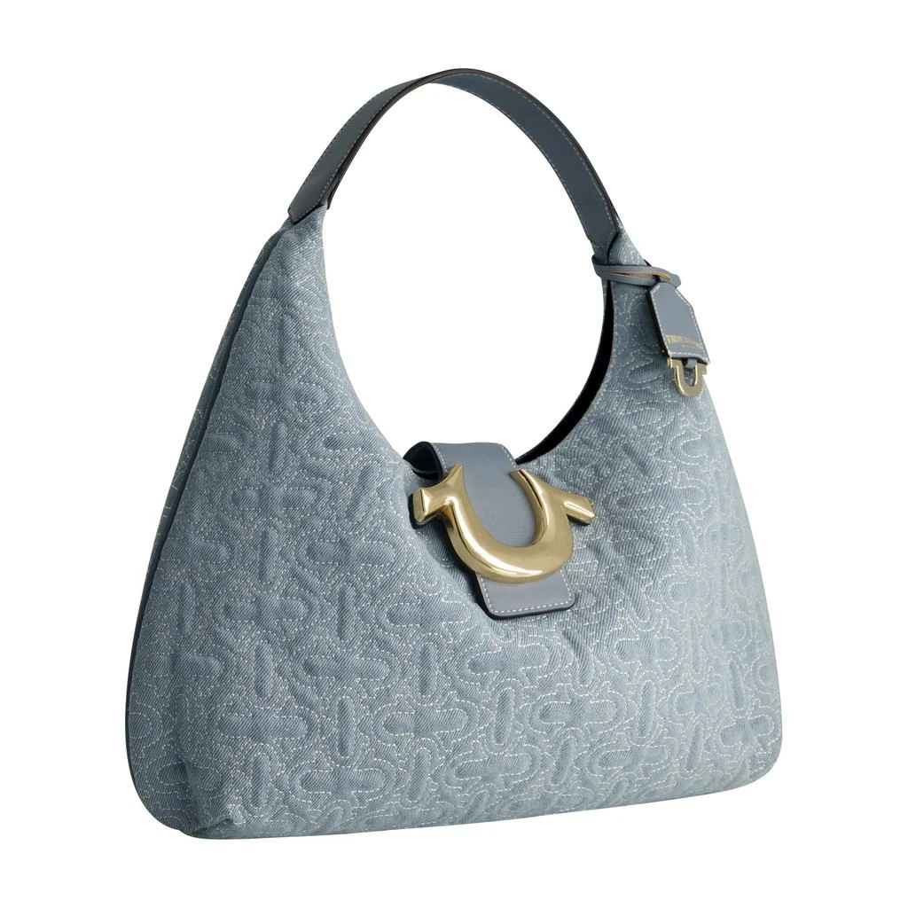 True Religion Quilted Horseshoe Large Denim Hobo 3