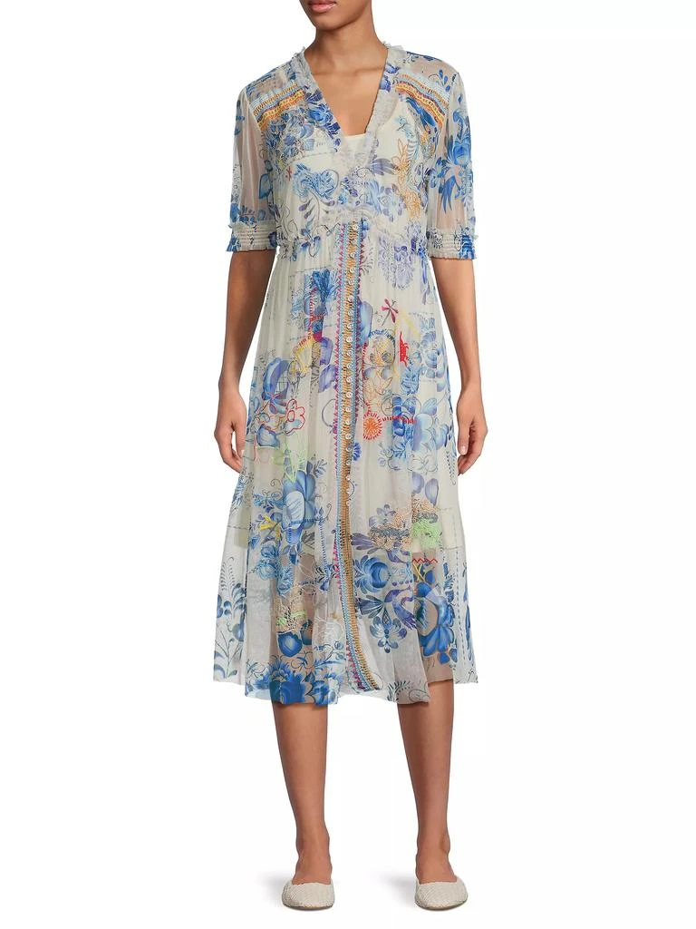 Johnny Was Mazzy Floral Ruched Dress 2