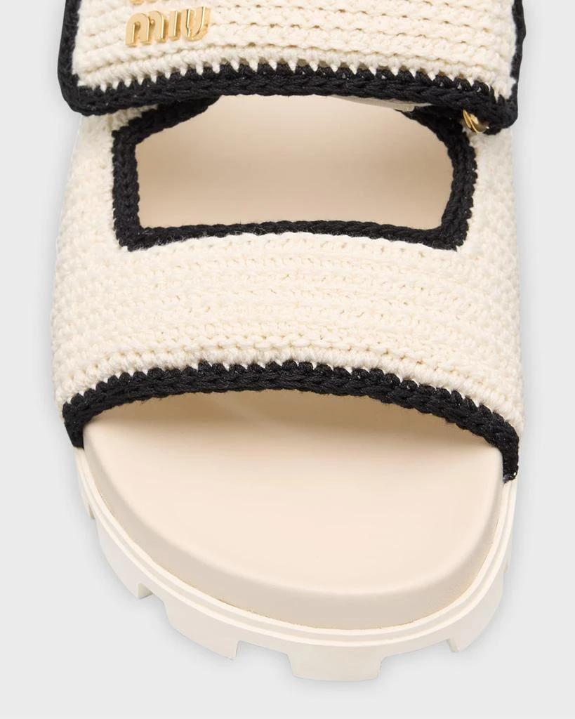 Miu Miu Bicolor Crochet Grip Slide Sandals 6