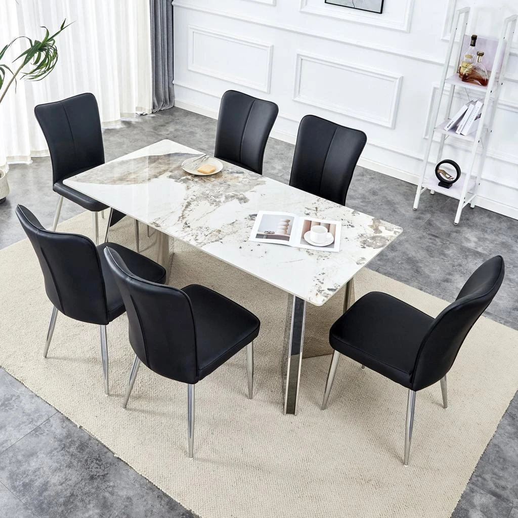 Streamdale Furniture Streamdale Luxurious Pandora Table
6 PU Chairs 2