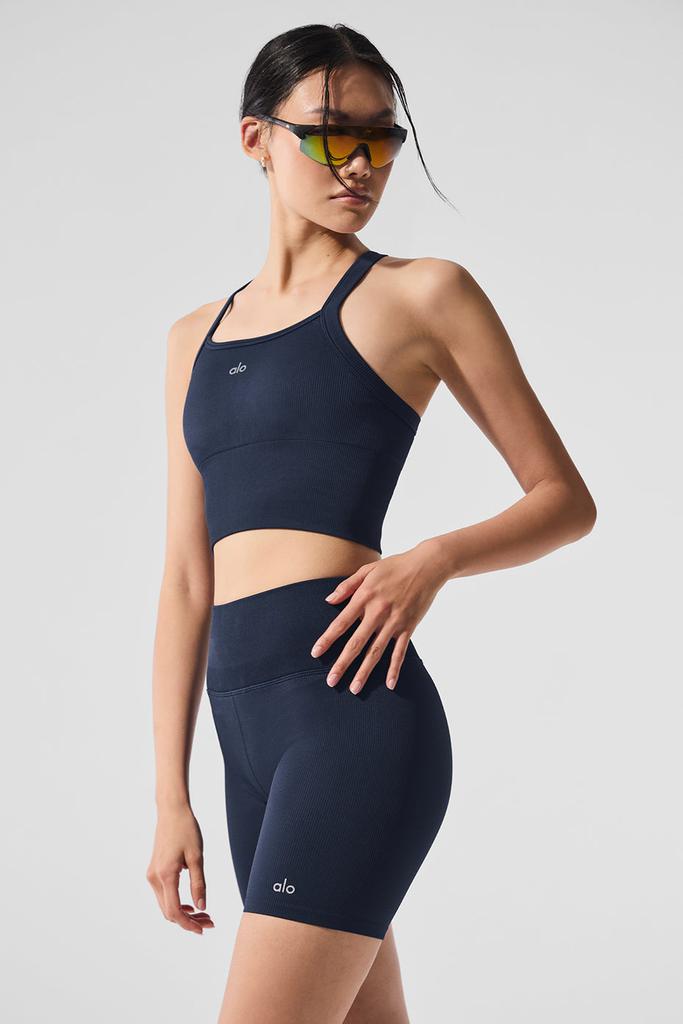 Alo Seamless Ribbed Favorite Bra Tank - Navy