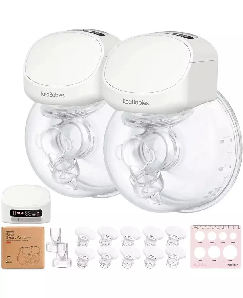 KeaBabies Pulse S10 Pro Breast Pump Hands Free, Electric Wearable Breastfeeding Pump, With Full Set Soft Silicone Flange Inserts