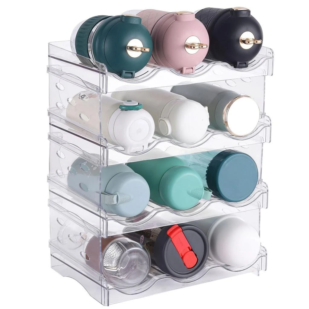 Global Bazaar 4 Tier Bottle Storage - 12 Bottles Transparent Stackable Organizer 1