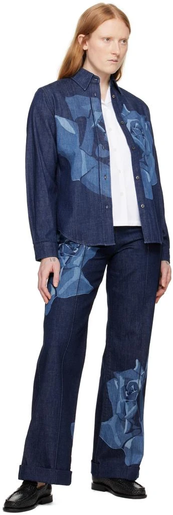 Kenzo Blue Kenzo Paris Rose Denim Shirt 4