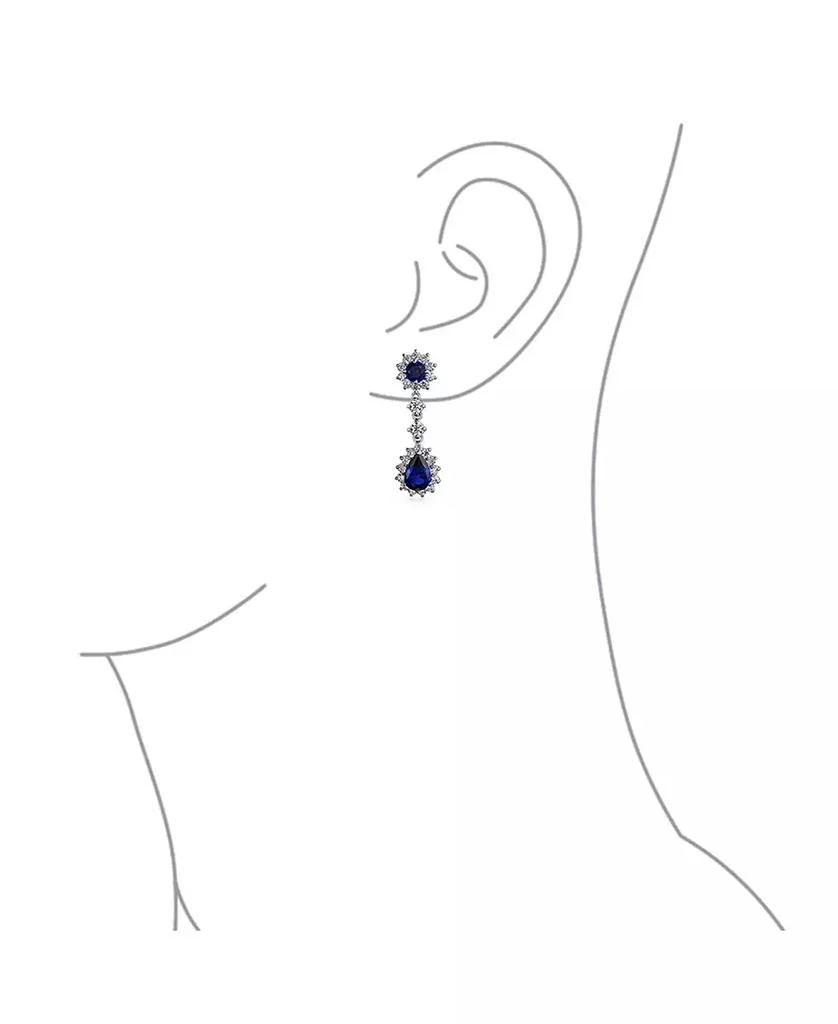 Bling Jewelry Estate Style Cubic Zirconia CZ Blue Sapphire Teardrop Statement Necklace Jewelry Set 5