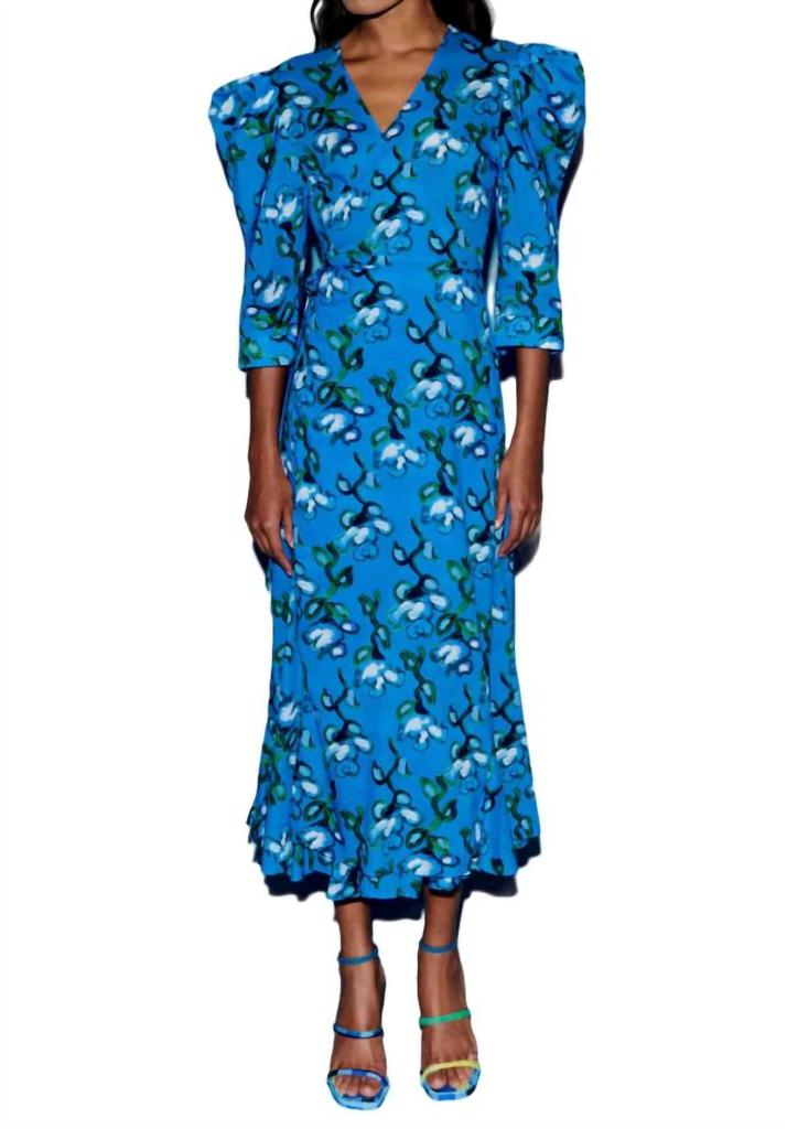 De Loreta Izula Midi Dress In Recuerdos Celeste