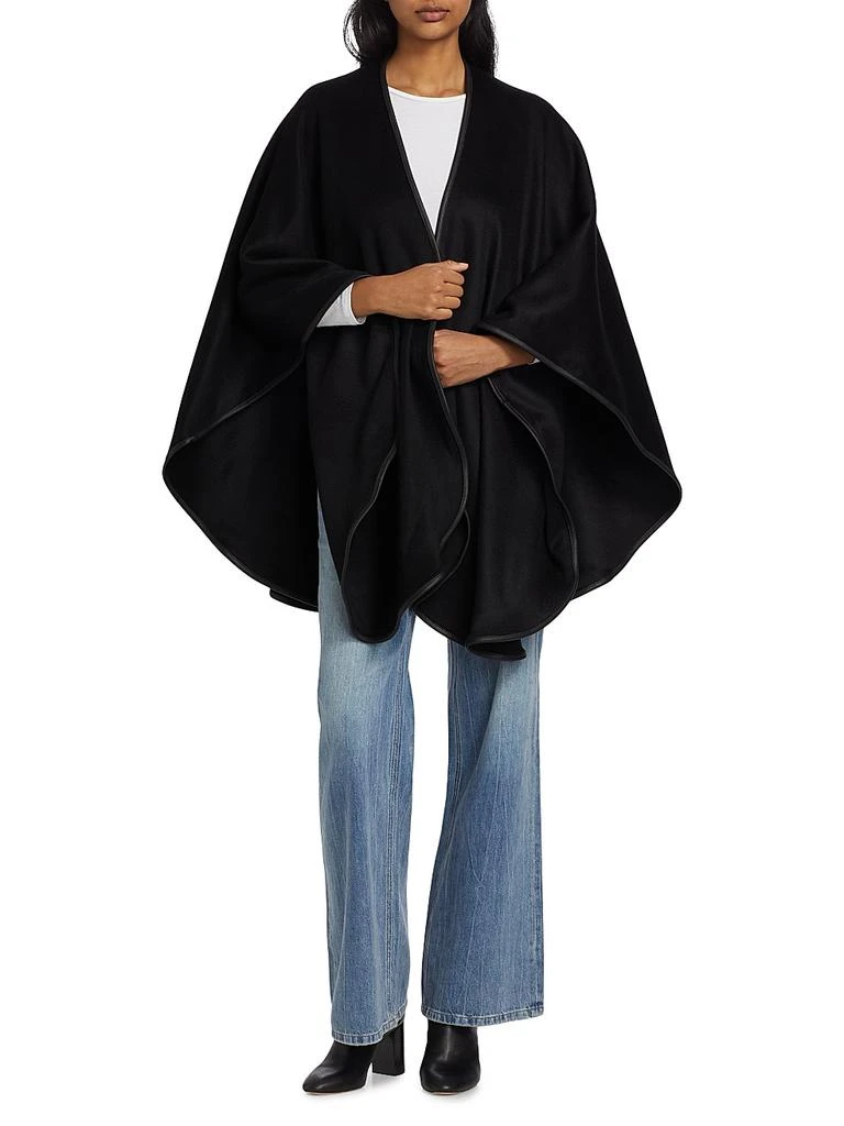 Sofia Cashmere Leather-Trim Reversible Cashmere Cape 2