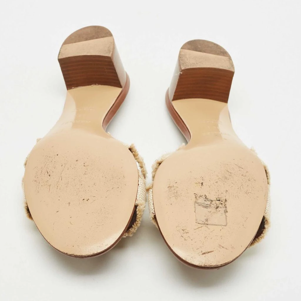 Hermes Hermes Brown/Cream Canvas Oasis Slide Sandals Size 39.5 6