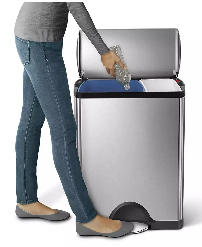 simplehuman 46-Liter Brushed Stainless Steel Dual Recycler Step Trash Can 4