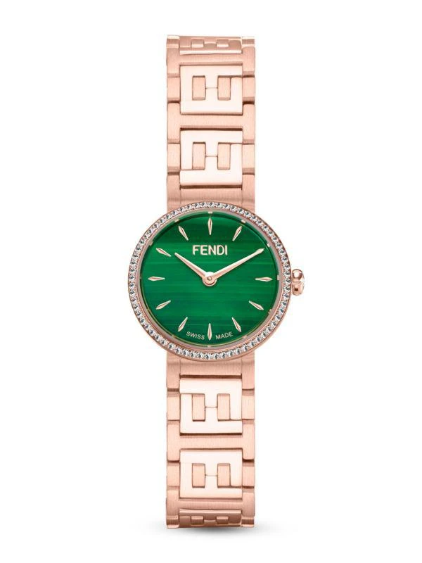 Shop Rose Gold & Green Malachite Dial 0.16 TCW Diamond  display picture 1