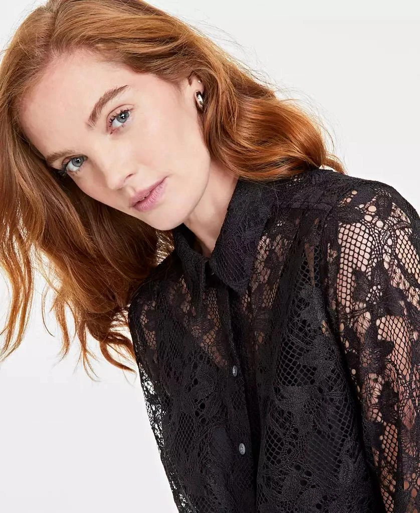 On 34th Women's Lace Button-Front Long-Sleeve Shirt, Created for Macy's 3