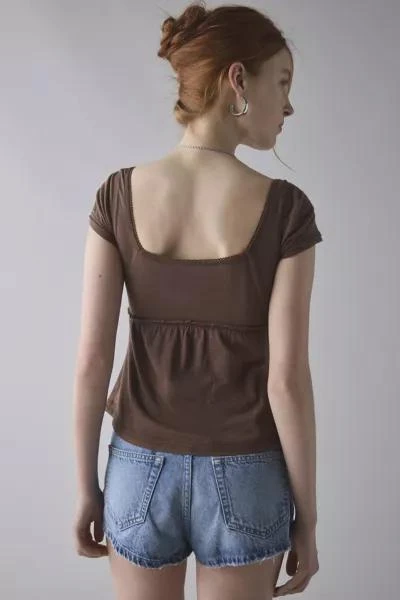 BDG BDG Brittney Square Neck Henley Babydoll Tee 4