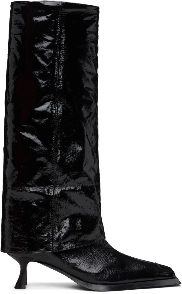 MIISTA Black Morgan Fold Over Tall Boots 1