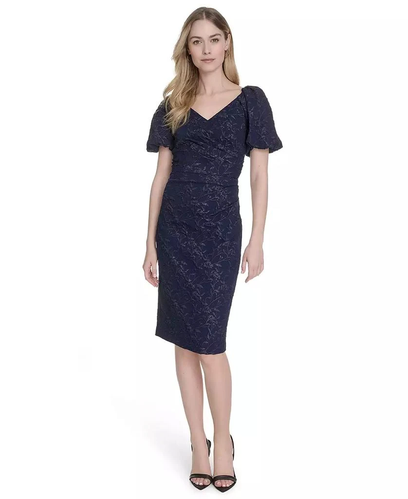 Eliza J Women
s Jacquard V-Neck Short-Sleeve Sheath Dress 1