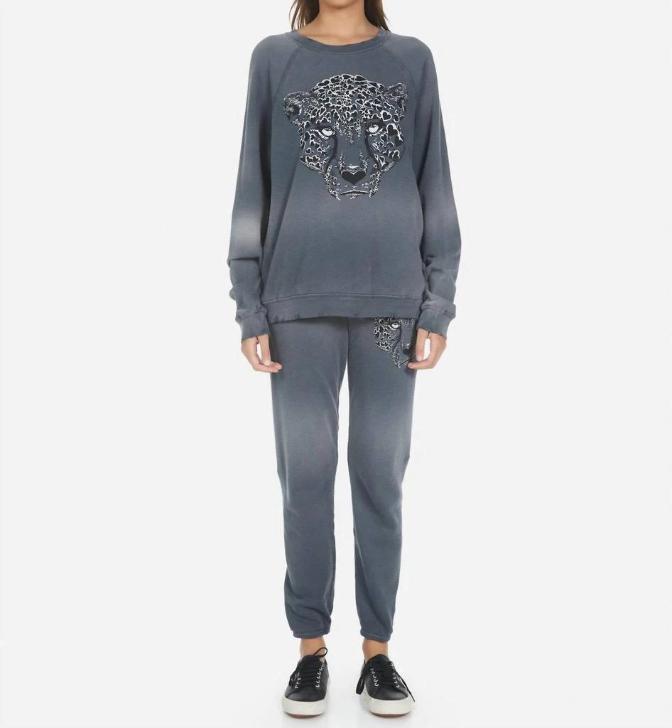 Lauren Moshi Brynn Heart Leopard Sweatpants In Grey 3
