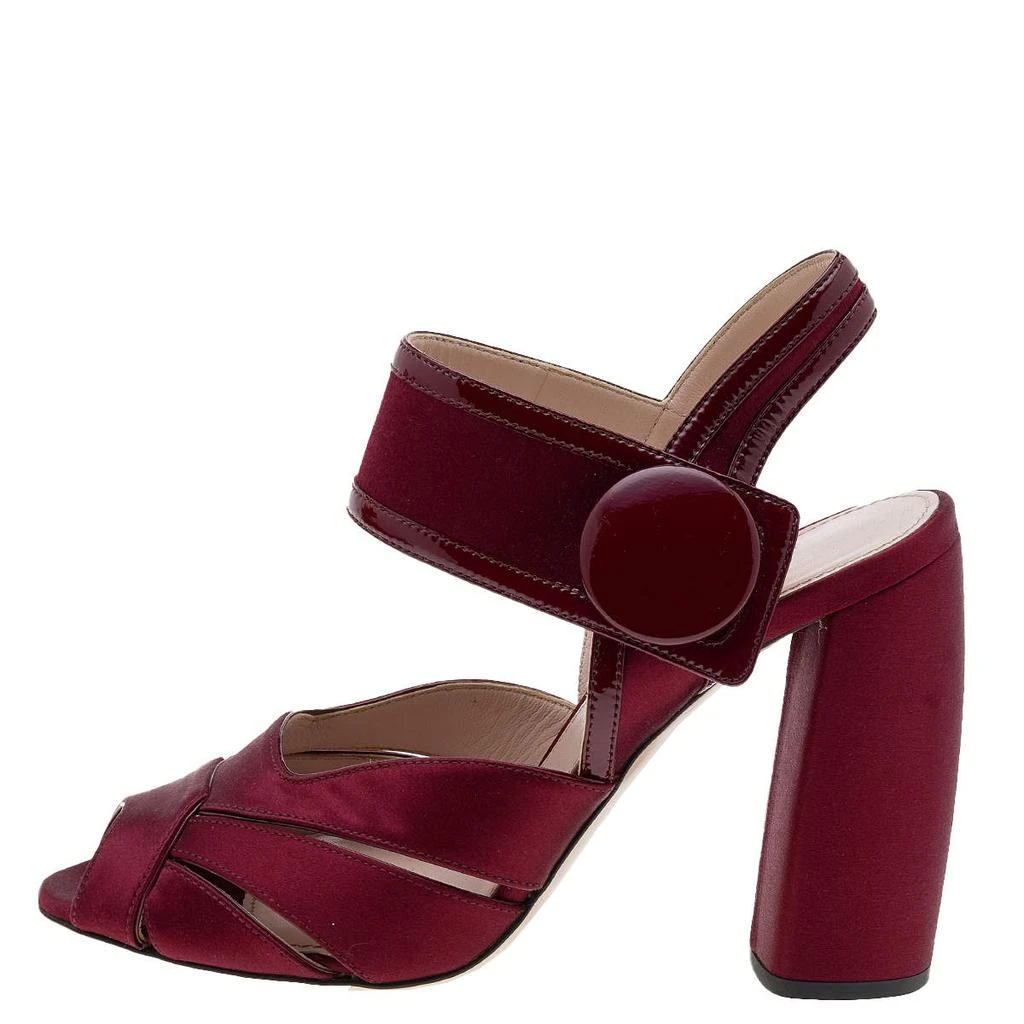 Miu Miu Miu Miu Burgundy Satin and Patent Leather Ankle Strap Sandals Size 36 2