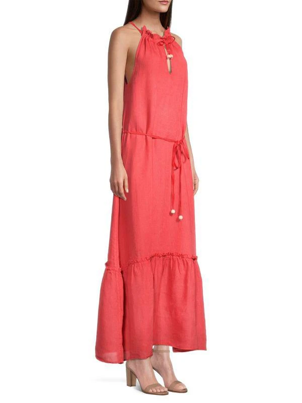 120% Lino Ruffled Linen Halter Dress 3