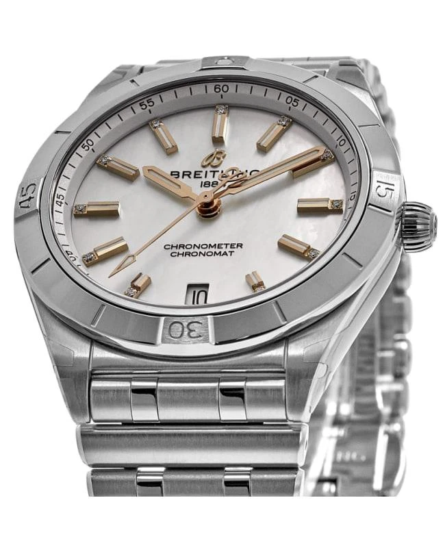 BREITLING Breitling Chronomat Quartz 32 Mother of Pearl Diamond Dial Stainless Steel Women's Watch A77310101A4A1 3