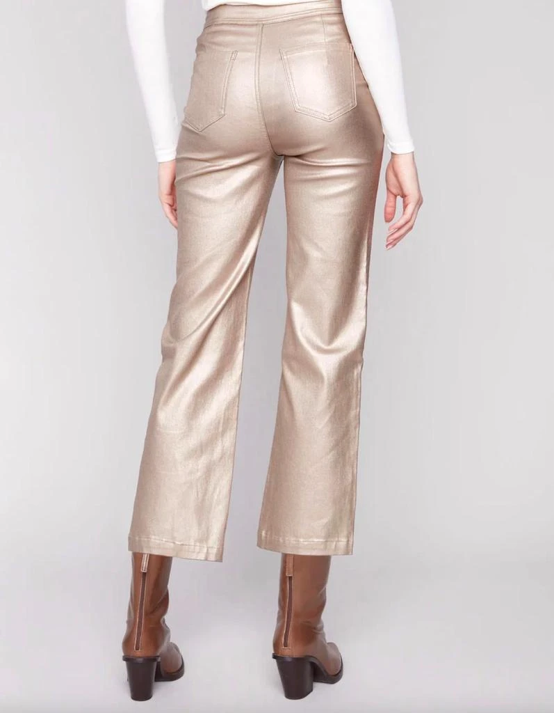 CHARLIE B Charlie B - Metallic Wax Twill Flare Leg Pant 3