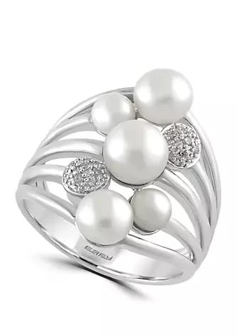 Effy Freshwater Pearl and 1/10 ct. t.w. Diamond Ring in Sterling Silver