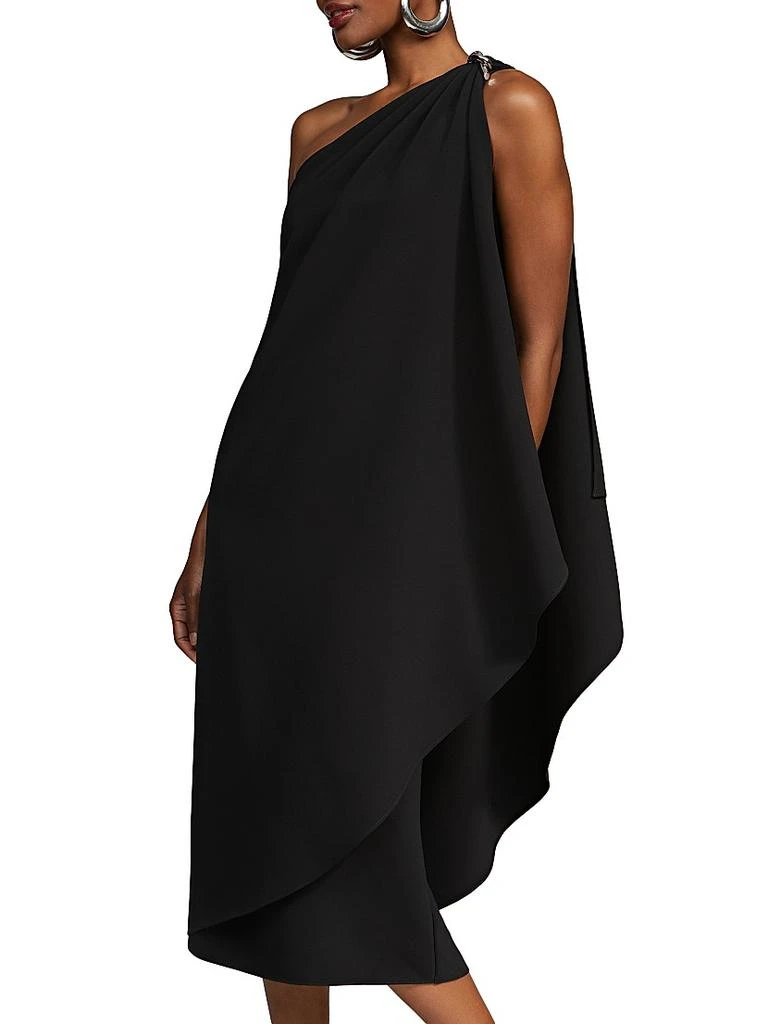 HALSTON Aries Stretch-Crepe Cape Dress 5