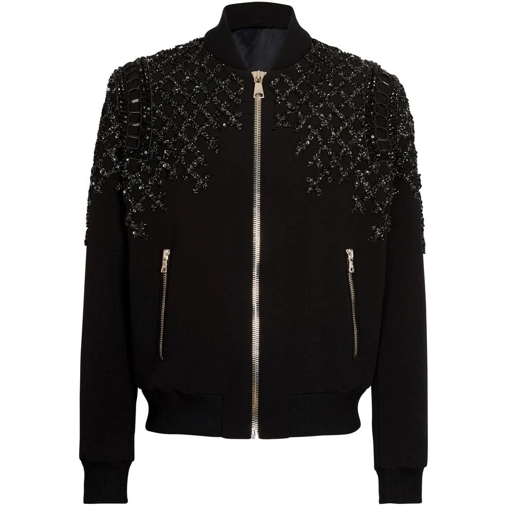 Balmain Embroidered crepe bomber jacket 1