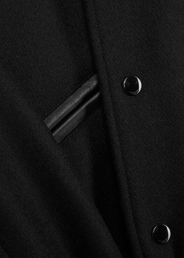 Yves Saint Laurent Leather-trimmed wool bomber jacket 5