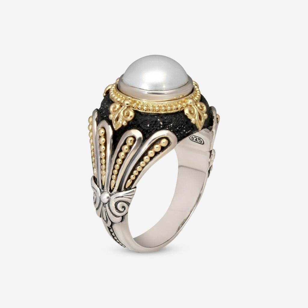 Konstantino Konstantino Nemesis Sterling Silver & 18k Yellow Gold Ring DMK2099-122 S8.5