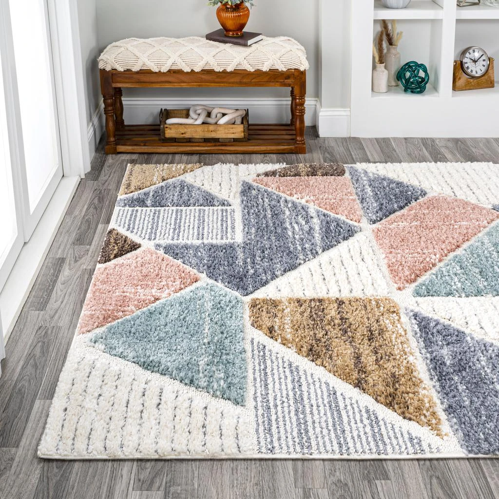 JONATHAN Y Aileen Geometric Scandi Colorblock Carved Multi Area Rug 3