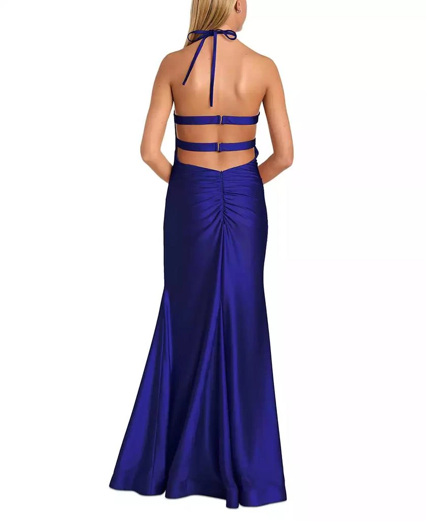 Morgan & Company Juniors' Halter Sleeveless Satin Gown 3