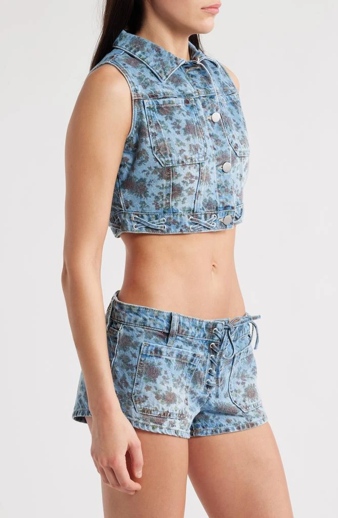 PTCL Fae Floral Print Crop Denim Vest 3