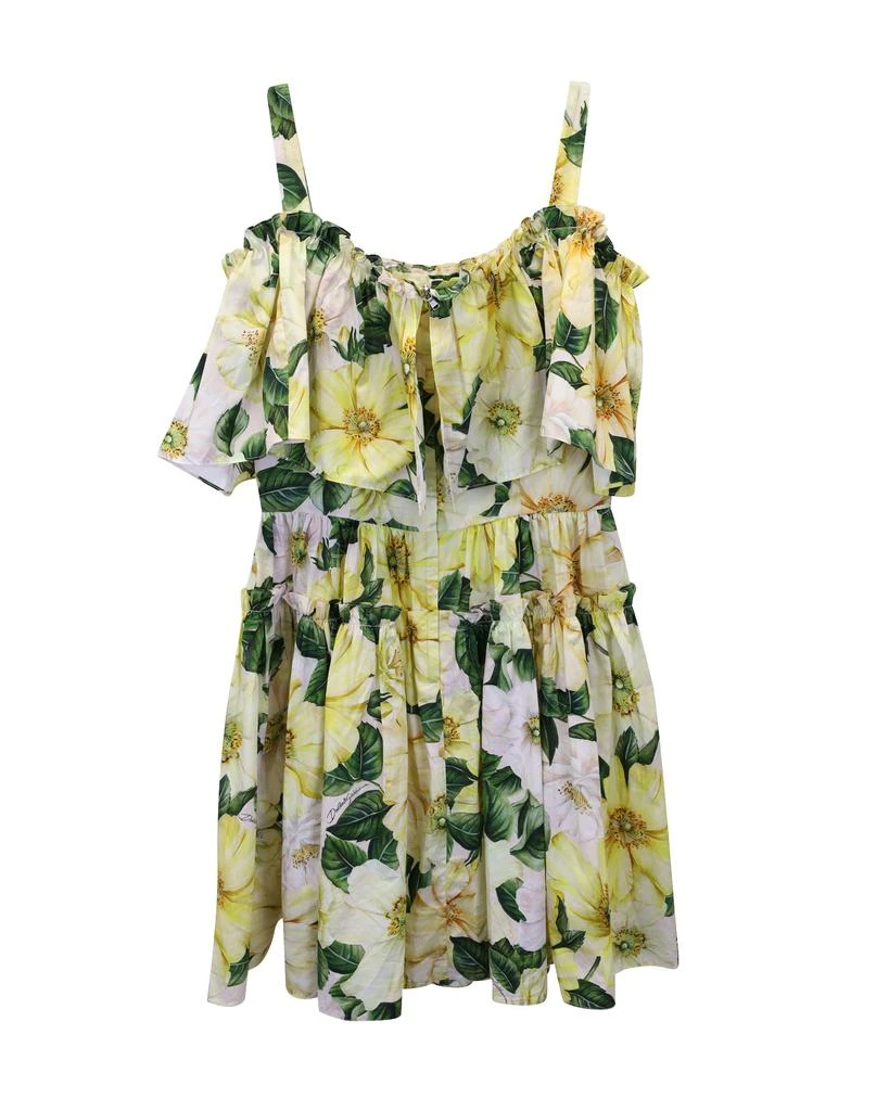 Dolce & Gabbana Floral Off-The-Shoulder Mini Dress in Yellow Print Cotton 2