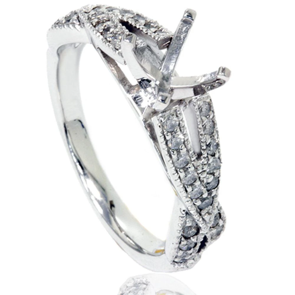 Pompeii3 1/2ct Vintage Infinity Diamond Ring Setting 14K White Gold 1