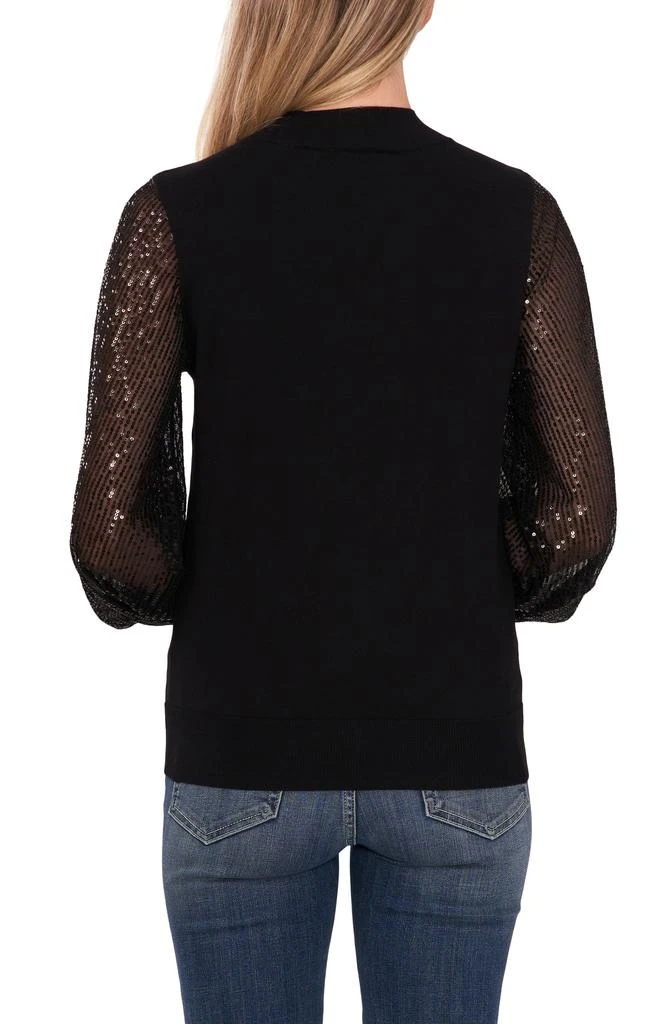 CeCe Sequin Sleeve Mock Neck Sweater 2