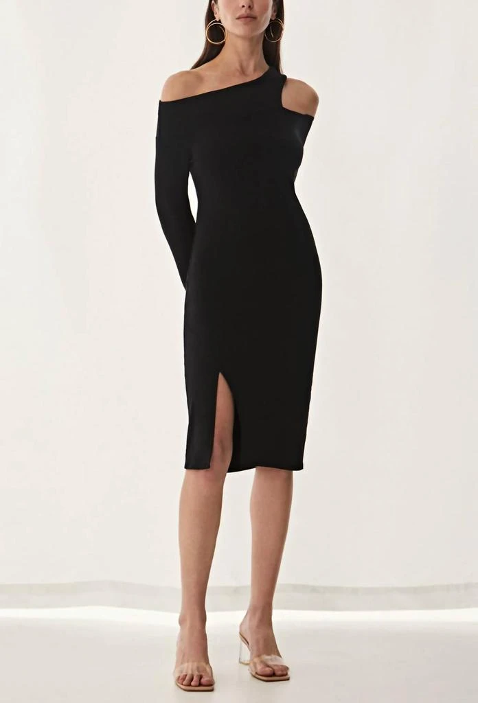 krisa Asymmetrical Cutout Dress In Black 1