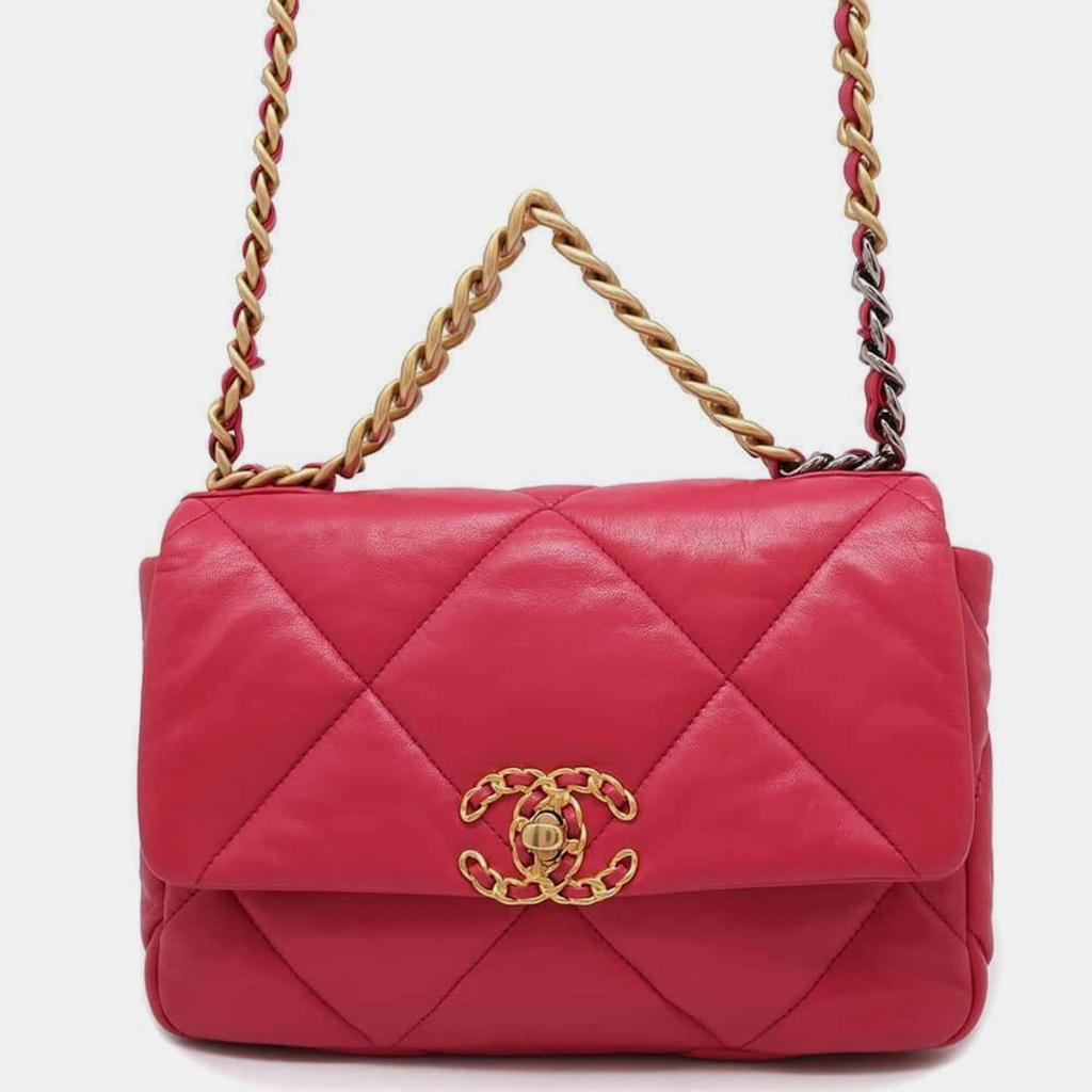 Chanel Chanel Pink Lambskin Leather 19 Flap Chain Shoulder Bag