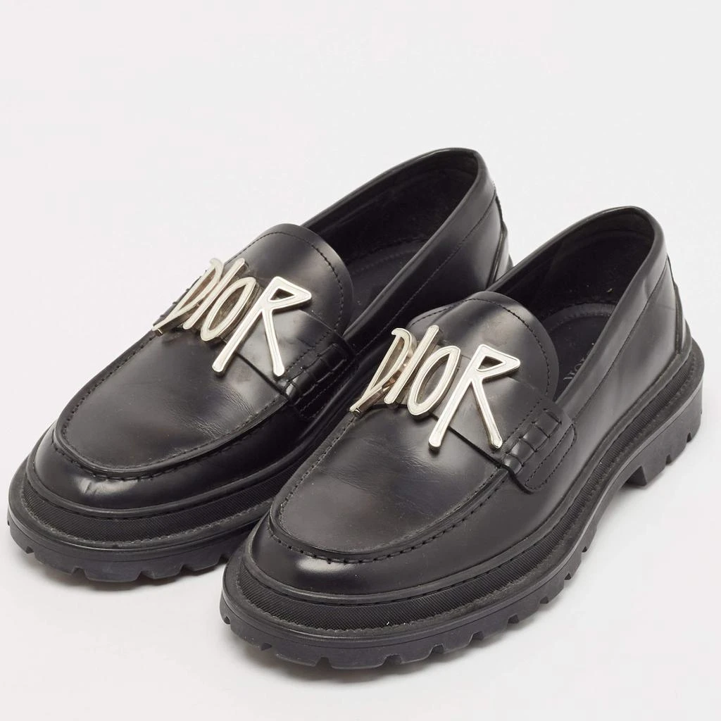 Dior Dior x Stussy Black Leather Slip On Loafers Size 41 2