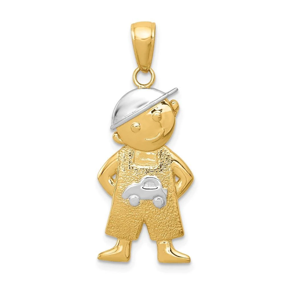 Diamond2Deal 10k Yellow Gold Rhodium Boy Hands in Pockets Pendant 1