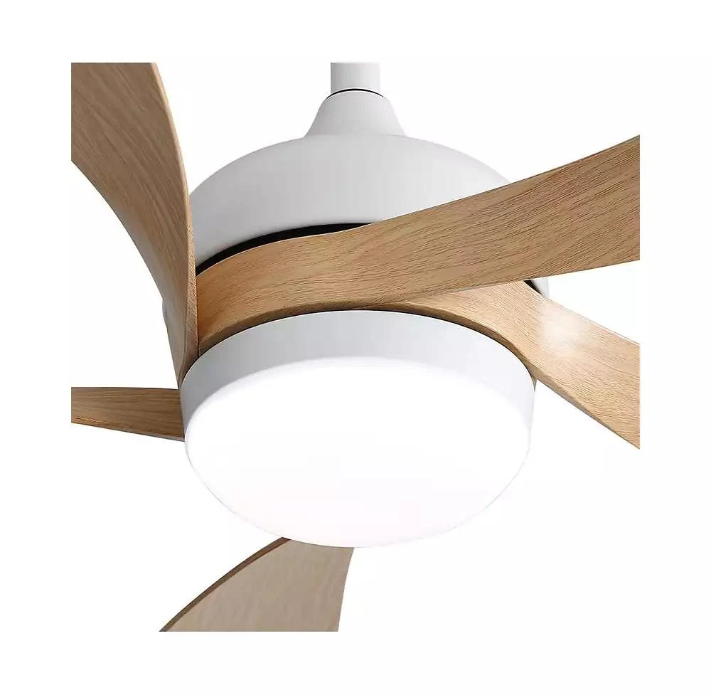 Sofucor 52-inch Minimalist White 5-Blade Flush Mount with Remote Control and Led Light 6