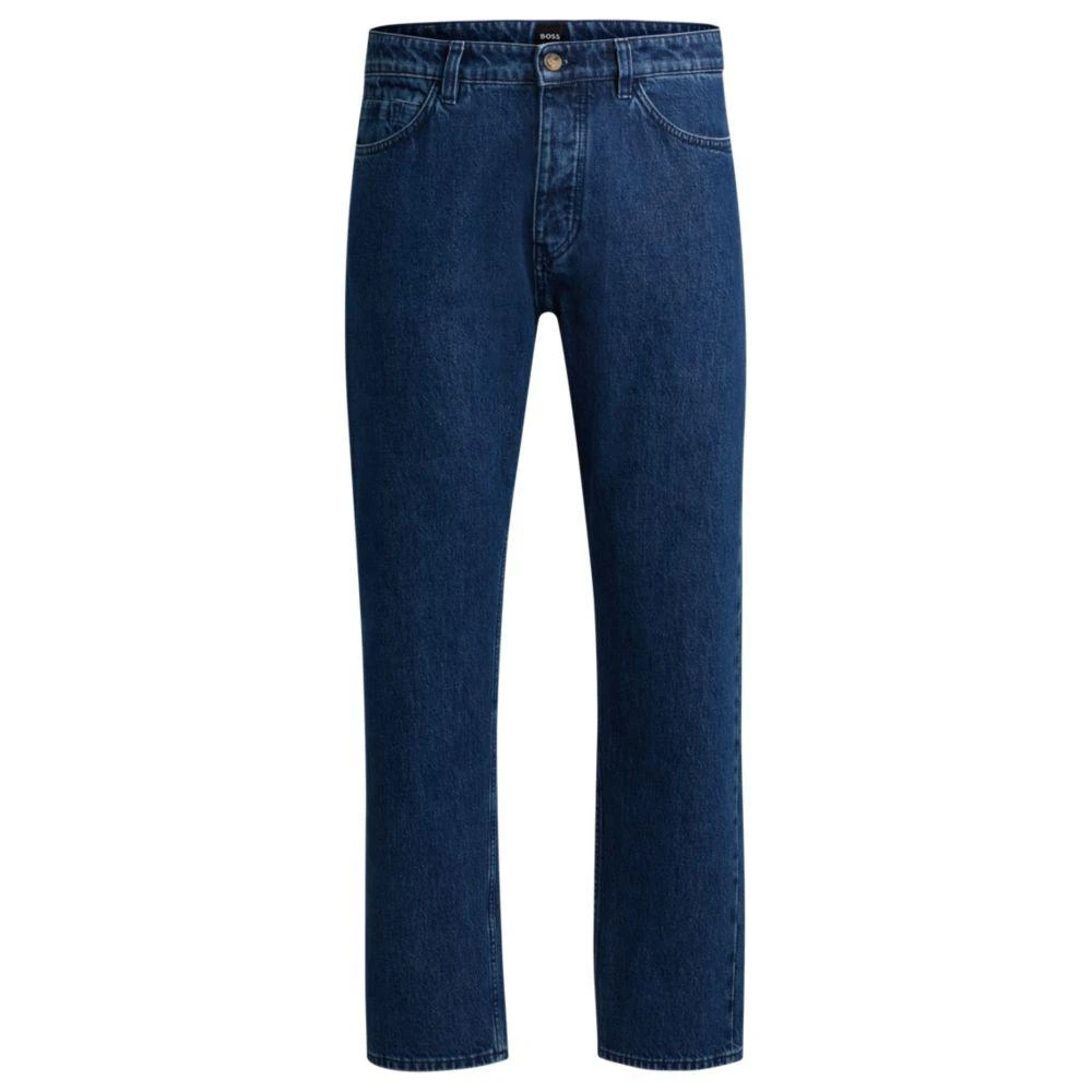 BOSS Relaxed-fit jeans in blue rigid denim 1