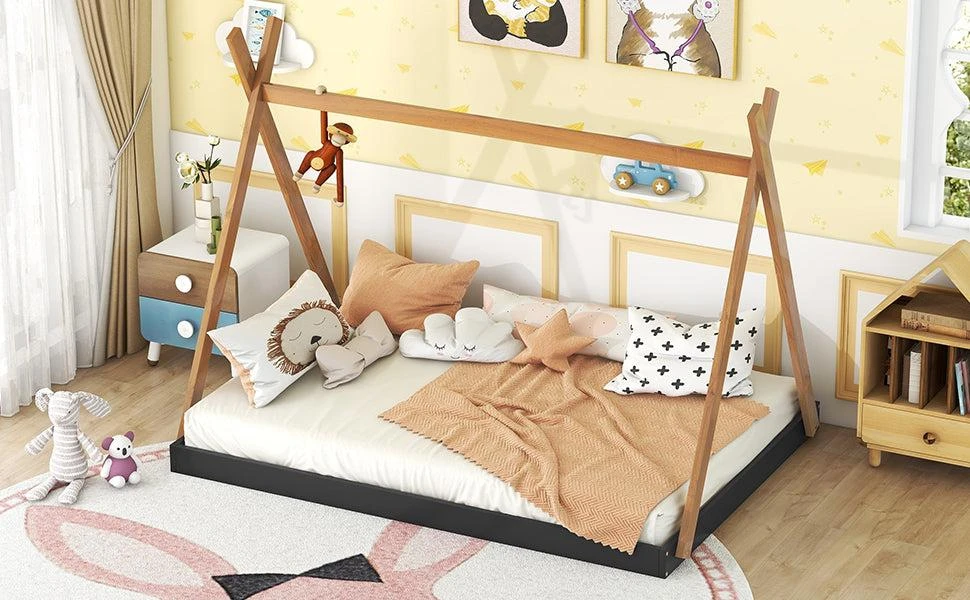 Streamdale Furniture Streamdale Full Size Tent Floor Bed With Triangle Structure 4