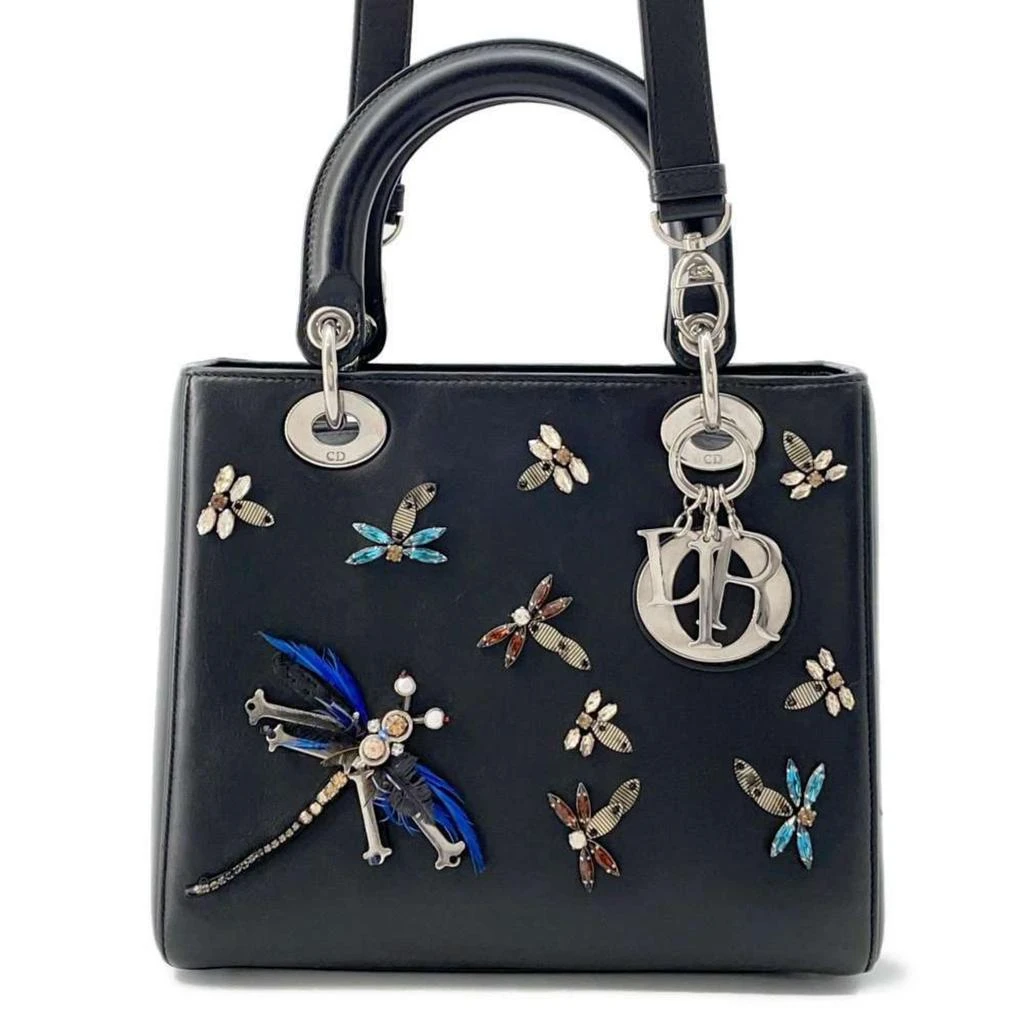 Dior Lady Dior Leather Rhinestone Handbag (Pre-Owned) 1